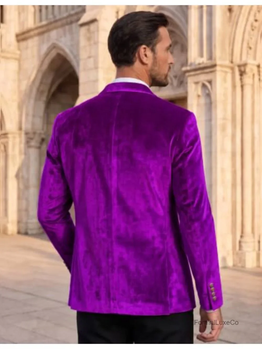Men's Velvet Blazer One Button Tuxedo Jacket Slim Fit Satin Trim Wedding Prom